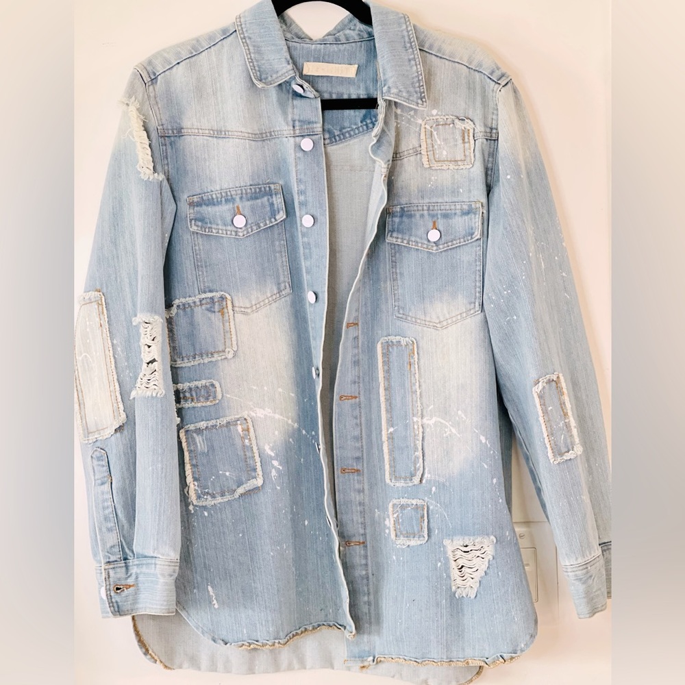 RARE Off-White SS15 Distressed Denim Patchwork Jacket
